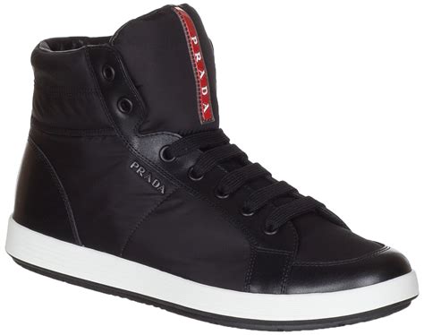 high top black prada sneakers.